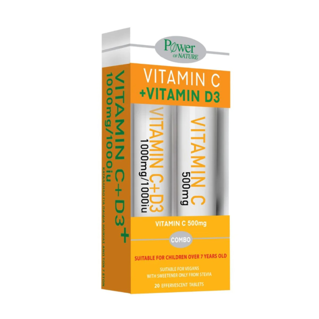 POWER HEALTH - Vitamin C 1000 mg + D3 1000 IU 20 αναβράζοντα δισκία + Power Health Vitamin C 500 mg 20 αναβράζοντα δισκία