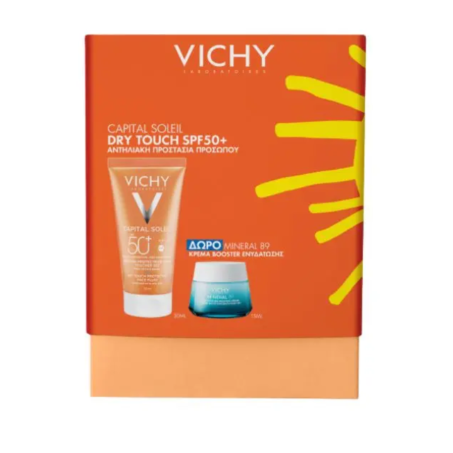 VICHY - Promo Capital Soleil Dry Touch Fluid Αντηλιακό Προσώπου SPF50+ 50 ml & Δώρο Mineral 89 Κρέμα Booster Ενυδάτωσης 15 ml