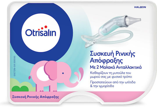 OTRISALIN - Συσκευή Ρινικής Απόφραξης για τον Απαλό Καθαρισμό της Βουλωμένης Μύτης του Μωρού & 2 τεμάχια Εύκαμπτα Ανταλλακτικά
