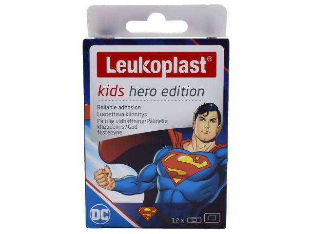 LEUKOPLAST - Kids Hero Edition Superman Παιδικά Αυτοκόλλητα Επιθέματα Για Μικροτραυματισμούς Σε 2 Mεγέθη 12τμχ