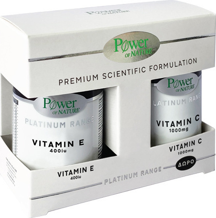POWER PLATINUM -  Promo Platinum Range 1+1 Vitamin E 400IU Classics 30 Κάψουλες & Vitamin C 1000mg 20 Δισκία