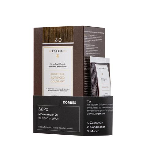 KORRES - Promo Argan Oil Advanced Colorant Βαφή Μαλλιών 6.0 Ξανθό Σκούρο 50ml & ΔΩΡΟ Μάσκα Argan Oil σε Ειδικό Μέγεθος 40ml