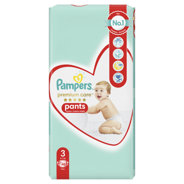 PAMPERS - Premium Care Pants Νο3 (6-11kg) Πάνες - Βρακάκι  48τμχ
