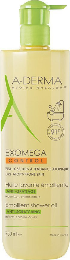 A-DERMA - Exomega Control Emollient Shower Oil Καθαρισμός για Ξηρό Δέρμα ή για Δέρμα με τάση Ατοπίας, 750ml