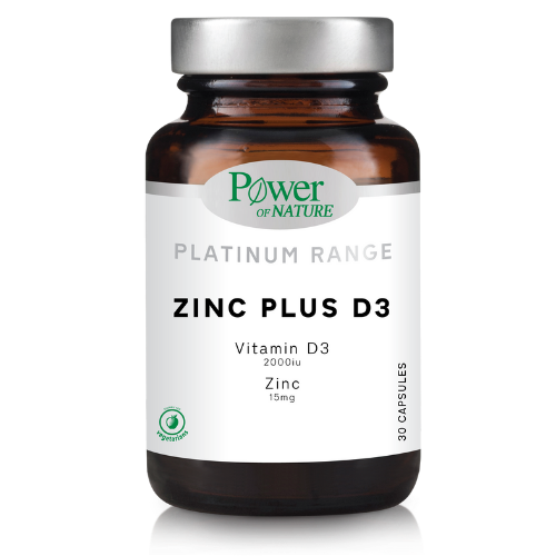 POWER HEALTH - Platinum Range Zinc 15mg Plus D3 2000iu Συμπλήρωμα Διατροφής Zinc PLUS D3 30caps