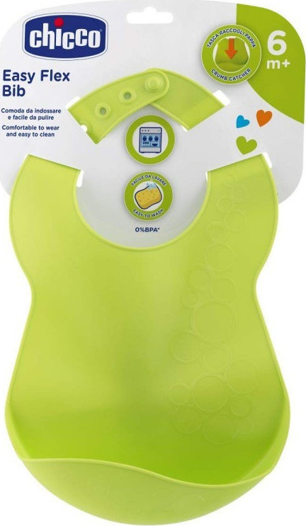 CHICCO - Τραχήλια Για Ψίχουλα Easy Flex Bib 6Μ+ Πράσινη, 1τμχ