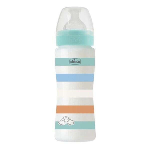 CHICCO - Πλαστικό Μπιμπερό Well Being Κατά των Κολικών με Θηλή Σιλικόνης για 4m+ Γαλάζιο 330ml