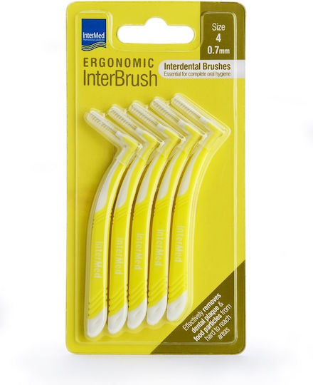 INTERMED - Ergonomic InterBrush Size 4 Μεσοδόντια Βουρτσάκια 0.7mm Κίτρινα 5τμχ