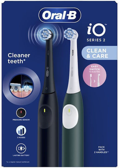 ORAL-B - IO Series 2 Duo Pack Clean & Care Ηλεκτρική Οδοντόβουρτσα με Αισθητήρα Πίεσης 2τμχ