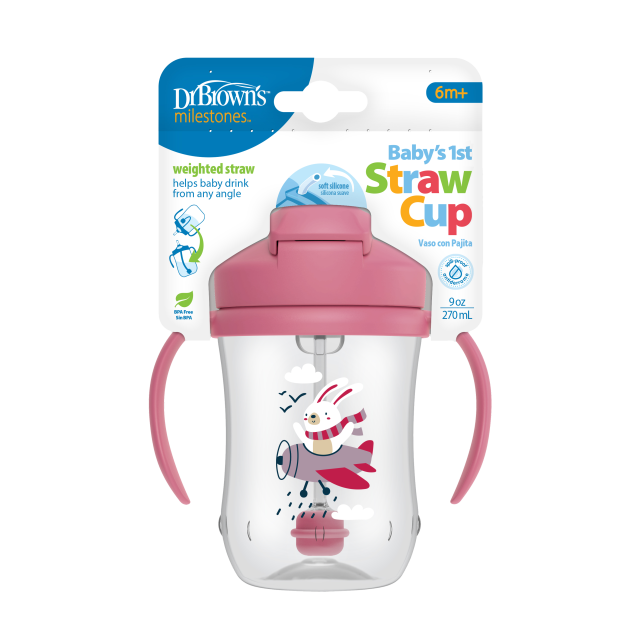 DR. BROWNS - Κύπελλο με Εύπλαστο Καλαμάκι 6m+ Ροζ TC 91011 270ml