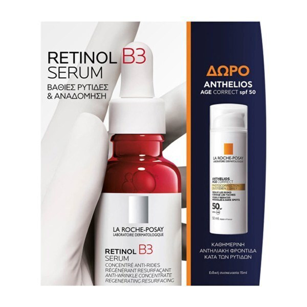 LA ROCHE POSAY - Promo Set Retinol B3 Serum Ρετινόλης 30ml + Δώρο Anthelios Age Correct SPF50 Αντηλιακό Κατά των Ρυτίδων 15ml