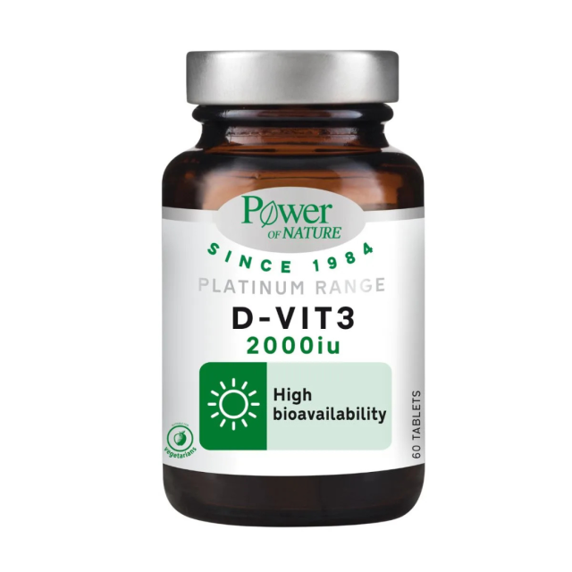 POWER HEALTH - Platinum Range D-Vit3 2000iu Συμπλήρωμα Διατροφής 60 Ταμπλέτες