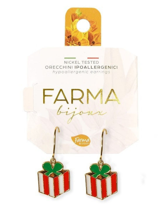 FARMA BIJOUX - Υποαλλεργικά Σκουλαρίκια Christmas Gift Κρεμαστό Χριστουγεννιάτικο Δώρο (XM07) 25mm 1 Ζευγάρι