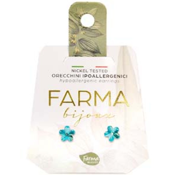 FARMA BIJOUX - Υποαλλεργικά Σκουλαρίκια Λουλούδια Γαλάζια 6mm (BE210C11) 1 Ζευγάρι