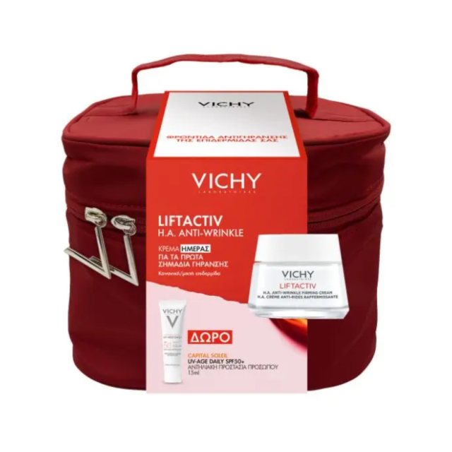 VICHY - Liftactiv H.A. Αντιρυτιδική-Συσφικτική Κρέμας Ημέρας για Κανονικές/Μεικτές Επιδερμίδες 50 ml & Δώρο Vichy Capital Soleil UV-Age Daily SPF50+ Αντηλιακό Προσώπου, 15 ml με Νεσεσέρ