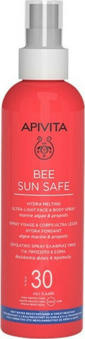 APIVITA - Bee Sun Safe Hydra Melting Face Body SPF30 Ενυδατικό Αντηλιακό Spray Ελαφριάς Υφής Για Πρόσωπο - Σώμα Με Θαλάσσια Φύκη και Πρόπολη 200ml