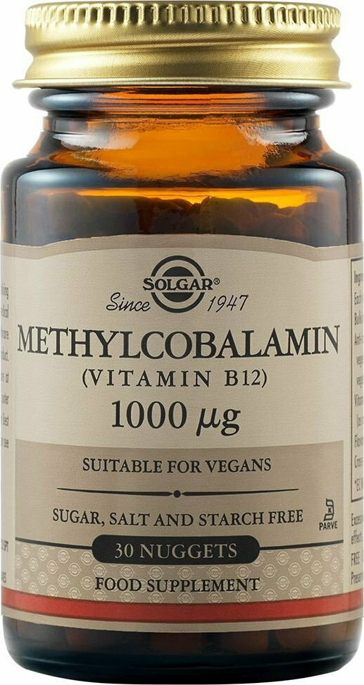 SOLGAR - Vitamin B12 Methylcobalamin 1000μg 30 υπογλώσσια δισκία