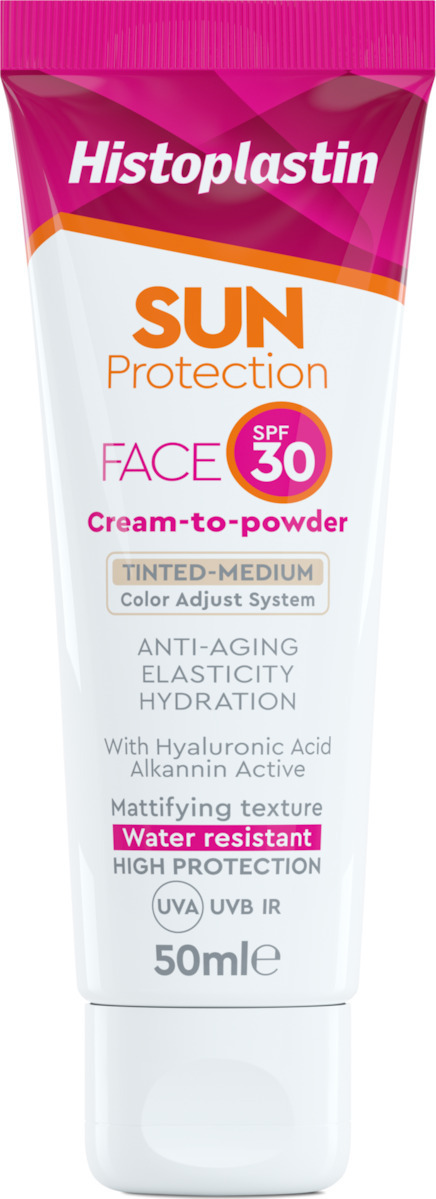 HISTOPLASTIN - Sun Protection Tinted Face Cream to Powder Medium SPF30 Αντηλιακή Κρέμα Προσώπου με Χρώμα για Καθημερινή Χρήση, 50ml