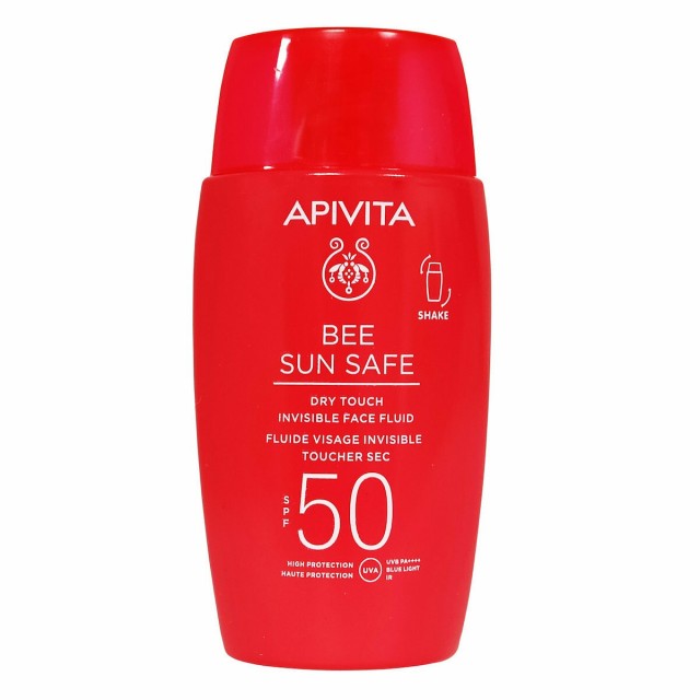 APIVITA - Bee Sun Safe Dry Touch Invisible Face Fluid Λεπτόρρευστη Αντηλιακή Κρέμα Προσώπου SPF50, 50ml