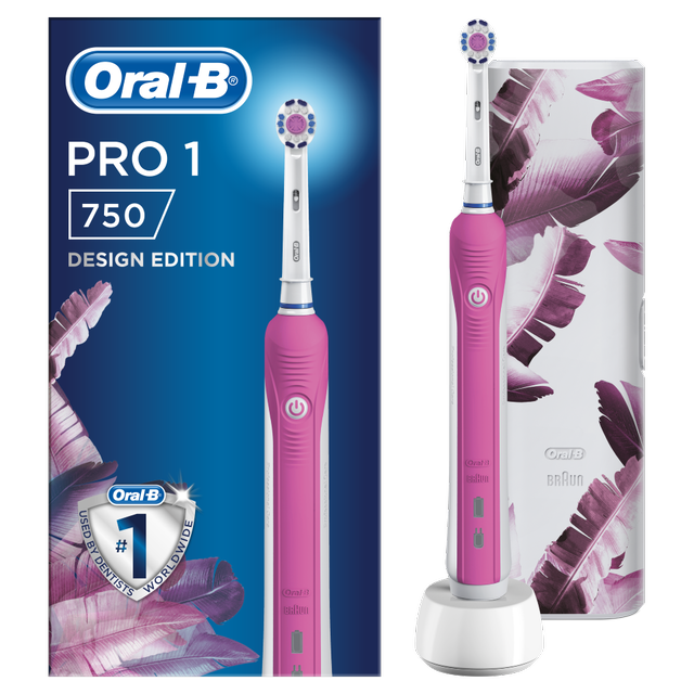 ORAL-B - Pro1 750 Pink Design Edition Επαναφορτιζόμενη Ηλεκτρική Οδοντόβουρτσα + ΔΩΡΟ Θήκη Ταξιδιού