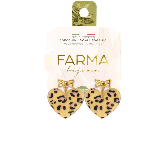FARMA BIJOUX - Υποαλλεργικά Σκουλαρίκια Λεοπάρ Καρδιές 18mm (BEPL09) 1 Ζευγάρι