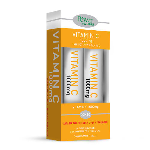 POWER HEALTH - Vitamin C 1000mg Stevia Βιταμίνη C με Στέβια 2Χ20 Αναβράζοντα Δισκία