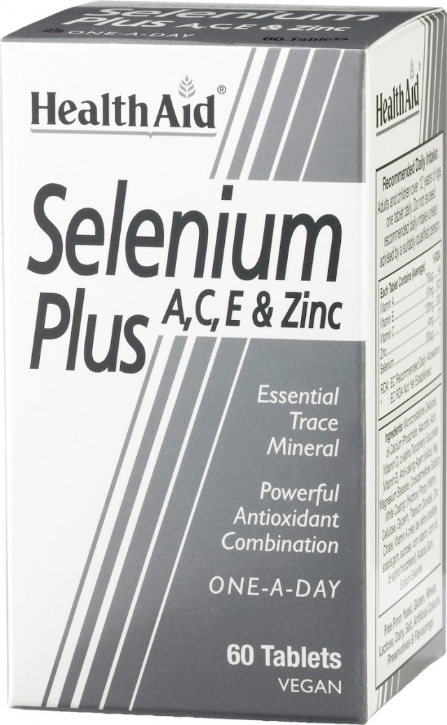 HEALTH AID - Selenium Plus (Vitamins A, C, E & Zinc) Συμπλήρωμα Διατροφής με Σελήνιο, Βιταμίνες & Ψευδάργυρο με Αντιοξειδωτική Δράση 60 Ταμπλέτες