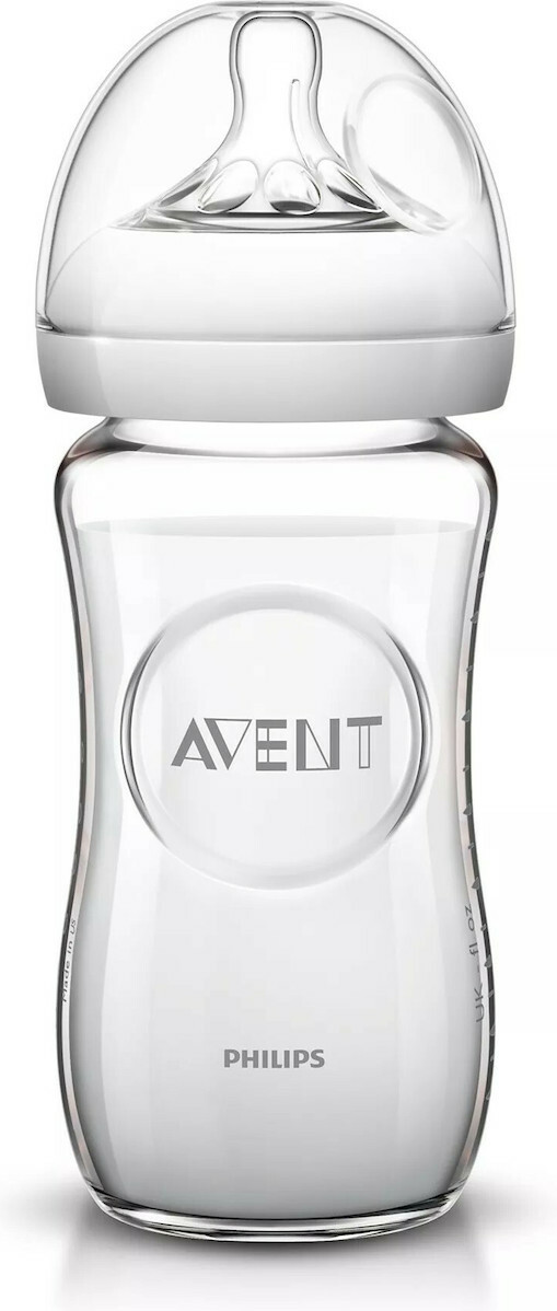 AVENT - Natural Glass Baby Bottle 1m+ Γυάλινο Μπιμπερό 240ml