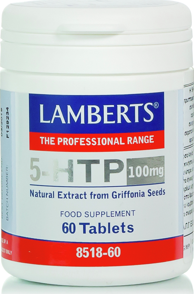LAMBERTS -  5-HTP 100mg, Συμπλήρωμα Διατροφής για την Καλή Λειτουργία του Εγκεφάλου, του Νευρικού Συστήματος και της Όρεξης, 60tabs