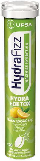 UPSA - Hydrafizz Hydra + Detox Ηλεκτρολύτες με γεύση Λεμόνι 16 Αναβράζοντα Δισκία
