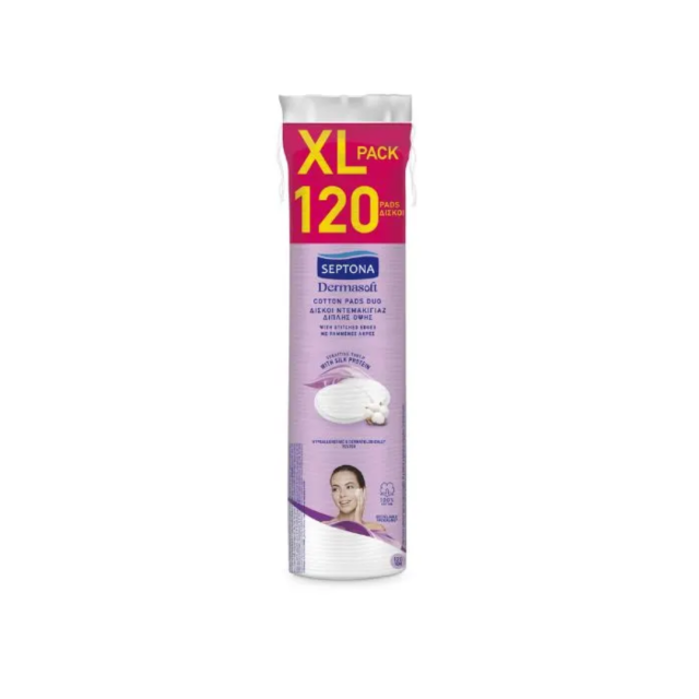 SEPTONA - Dermasoft Cotton Pads Duo - Δίσκοι Ντεμακιγιάζ Διπλής Όψης 120τμχ