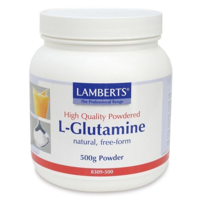 LAMBERTS -  L-Glutamine Powder, Συμπλήρωμα Διατροφής σε Σκόνη για την Φυσιολογική Λειτουργία του Εντέρου, 500gr
