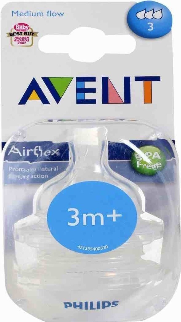 AVENT - Θηλές από Σιλικόνη Μεσαίας Ροής για 3+ μηνών 2τμχ