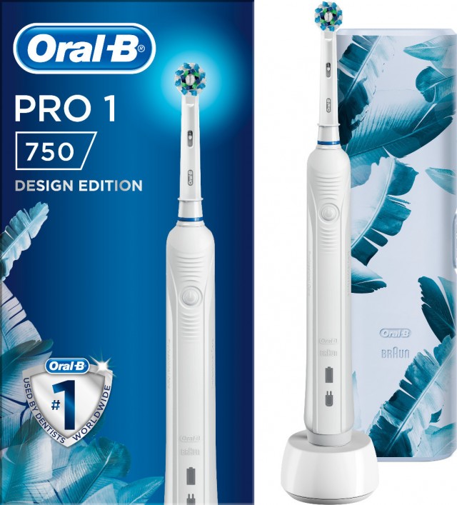 ORAL-B - Pro1 750 Blue Design Edition Επαναφορτιζόμενη Ηλεκτρική Οδοντόβουρτσα + ΔΩΡΟ Θήκη Ταξιδιού