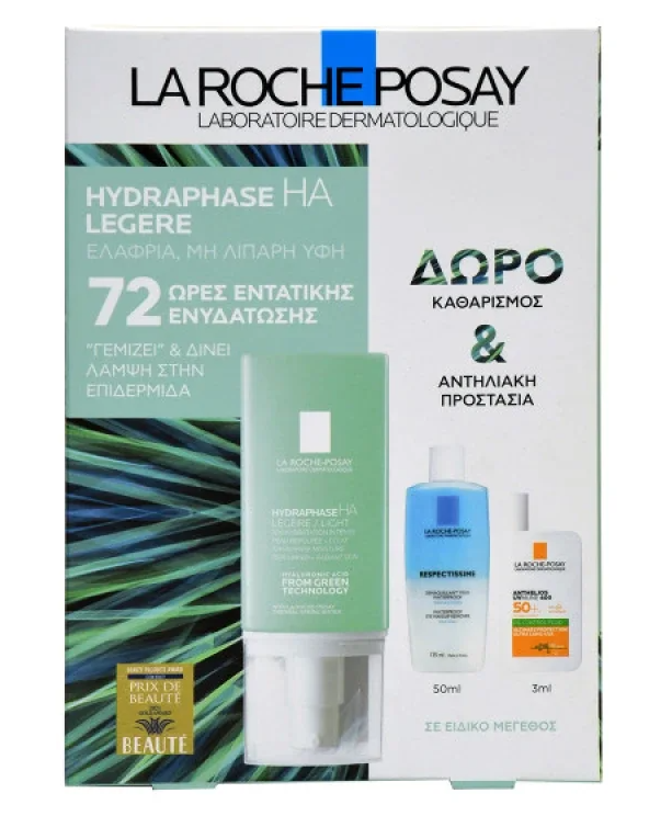 LA ROCHE POSAY - Promo Hydraphase HA Light Ενυδατική Κρέμα Προσώπου, 50ml & Δώρο Mini Anthelios Oil Control Fluid SPF50+, 3ml & Respectissime Eye Makeup Remover, 50ml,