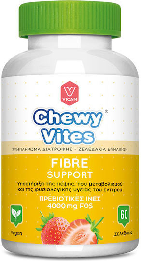 CHEWY VITES - Adults Fibre Support Συμπλήρωμα Διατροφής για την Υποστήριξη της Πέψης & του Μεταβολισμού με γεύση Φράουλα 60 Ζελεδάκια
