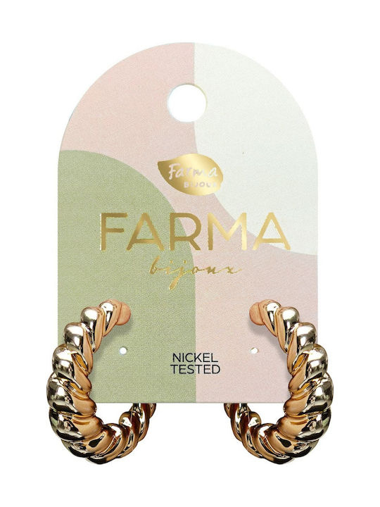 FARMA BIJOUX - Υποαλλεργικά Σκουλαρίκια Beauty Hoops Κρίκοι Χρυσοί Ανάγλυφοι (WOW6) 27mm 1 Ζευγάρι
