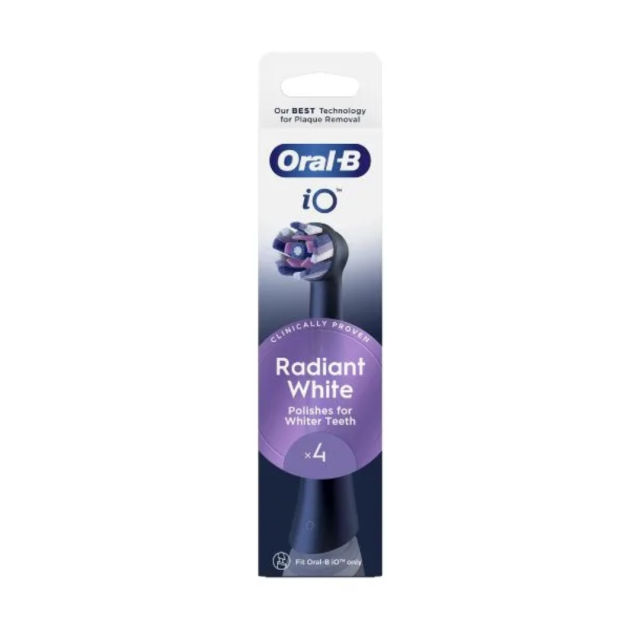 ORAL-B - iO Radiant White Ανταλλακτικές Κεφαλές Ηλεκτρικής Οδοντόβουρτσας Μαύρο Χρώμα 4τμχ