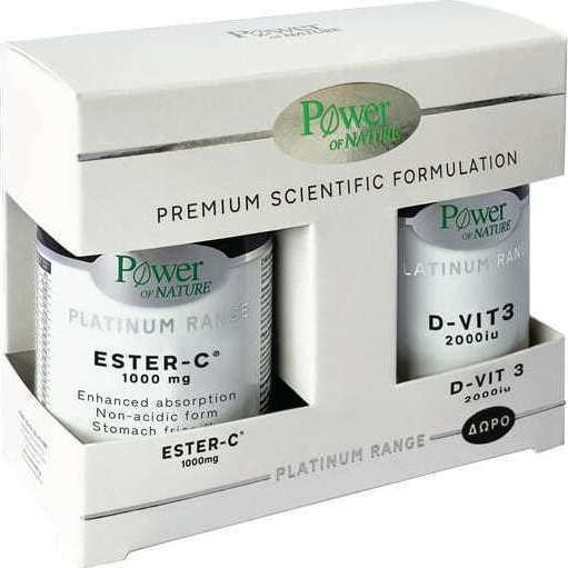 POWER HEALTH - Promo  Platinum Range Ester-C 1000 mg 30 δισκία + Δώρο D-Vit 3 2000 IU 20 δισκία