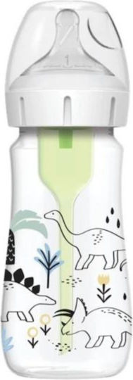 DR BROWNS - Natural Flow Options+ Anti-Colic Πλαστικό Μπιμπερό Κατά των Κολικών με Φαρδύ Λαιμό για 0+ μηνών Δεινόσαυρος 270ml