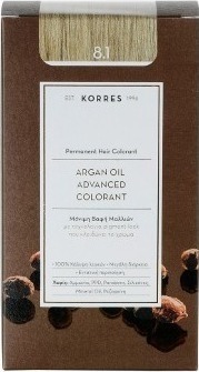 KORRES - Argan Oil Advanced Colorant Βαφή Μαλλιών 8.1 Ξανθό Ανοιχτό Σαντρέ 50ml