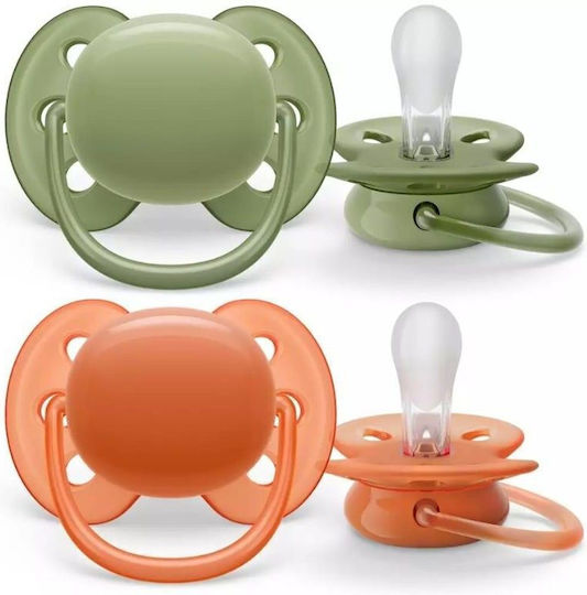 AVENT - Ultra Soft Ορθοδοντικές Πιπίλες Σιλικόνης 18m+ Πράσινο - Πορτοκαλί 2τμχ