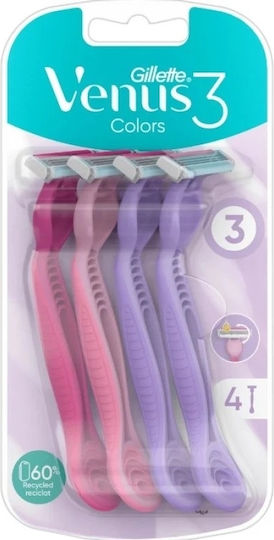 GILLETTE - Venus3 Color Γυναικεία Ξυραφάκια μιας χρήσης 4τμχ