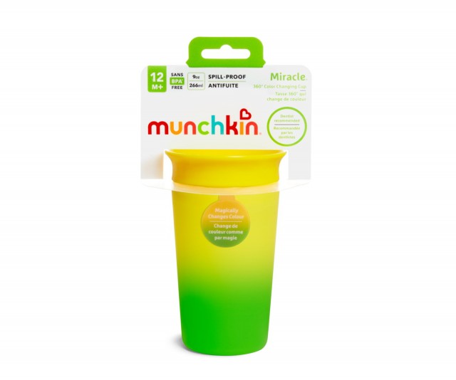 MUNCHKIN -Παιδικό Ποτηράκι Miracle Color Changing από Πλαστικό Πράσινο 266ml για 12m+