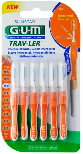 GUM - Trav-Ler Ultra Fine Cylindrical 1412 0.9mm Μεσοδόντια Βουρτσάκια 6τμχ