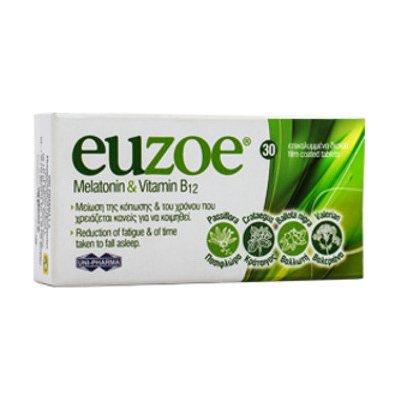 UNI-PHARMA - Euzoe Melatonin & Vitamin B12 - Συμπλήρωμα Για τον Ύπνο 30tabs