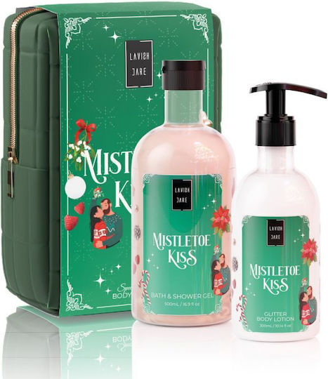 LAVISH CARE - Xmas Body Care Set Misletoe Kiss - Shower Gel 500ml & Glitter Body Lotion 300ml & Νεσεσέρ