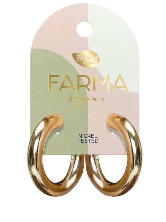 FARMA BIJOUX - Υποαλλεργικά Σκουλαρίκια Slick Hoops Gold - Χοντροί Κρίκοι Γυαλιστεροί Χρυσοί (WOW14) 30mm 1 Ζευγάρι