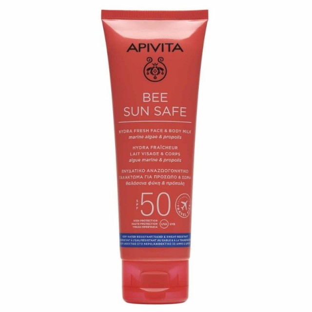 APIVITA - Bee Sun Safe Hydra Fresh Face Body Milk SPF50 Ενυδατικό Αναζωογονητικό Γαλάκτωμα για Πρόσωπο - Σώμα Ελαφριάς Υφής 100ml (Travel Size)