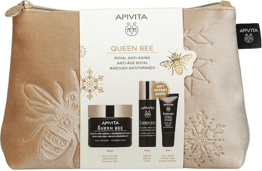 APIVITA - Promo Queen Bee Royal Anti-Aging Queen Bee Κρέμα Πλούσιας Υφής 50ml & Queen Bee Serum Αντιγήρανσης 10ml & Queen Bee Κρέμα Ματιών Αντιγήρανσης 5ml